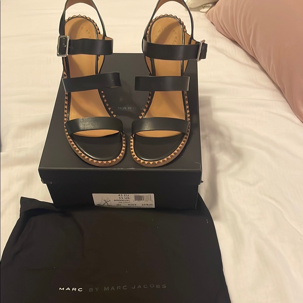 Marc By Marc Jacobs Black Strappy Sandals with Platform Sole